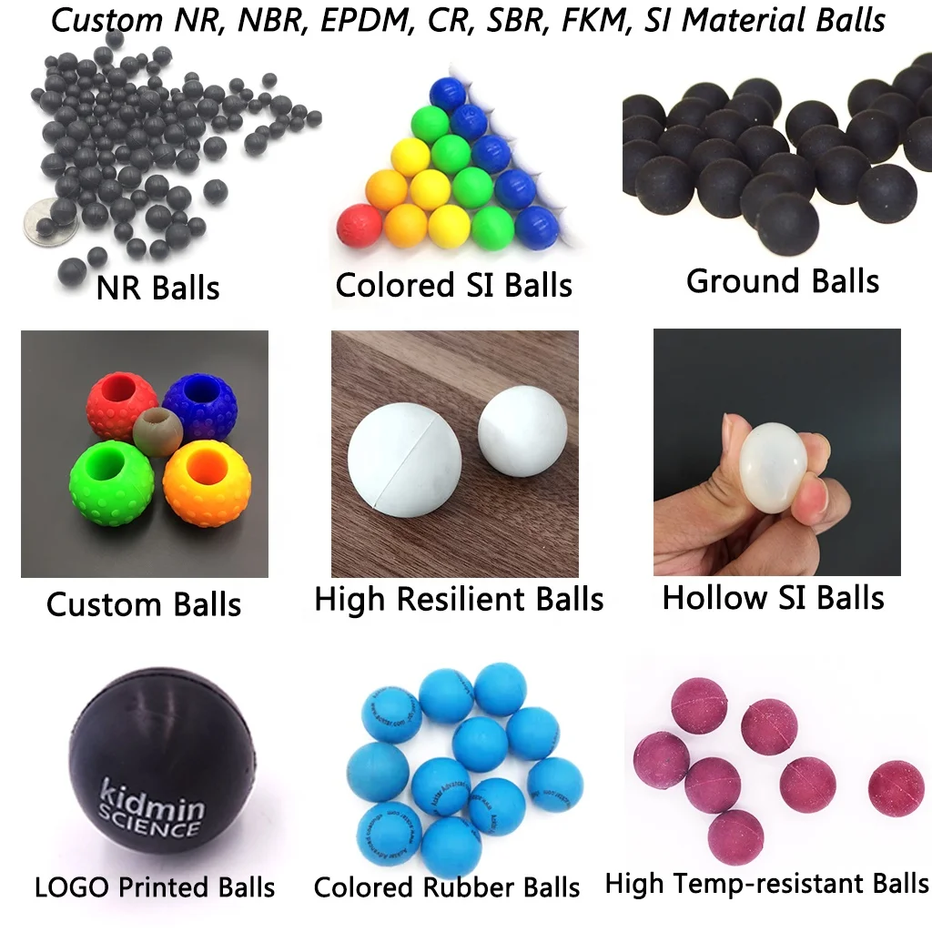 Solid Custom Vibrating Screen Matt Black Colorful Small Hard Hole EPDM NBR Silicone Rubber Balls