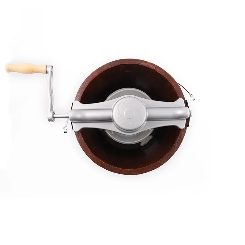 High Quality Manual Wooden Bucket with Hand Crank Homemade Ice Cream Frozen Fruit Yogurt Ice Cream Maker