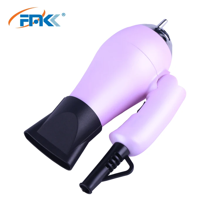 Портативный частный лейбл, 1200 Вт, низкий уровень шума, складной мини-фен, всемирное напряжение, 1200 Вт, переключатель мощности, пластиковый фен для волос