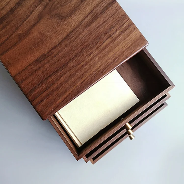 3 Tier Drawer Stash Box Desktop Organizer Handmade Wood Storage Box Bins