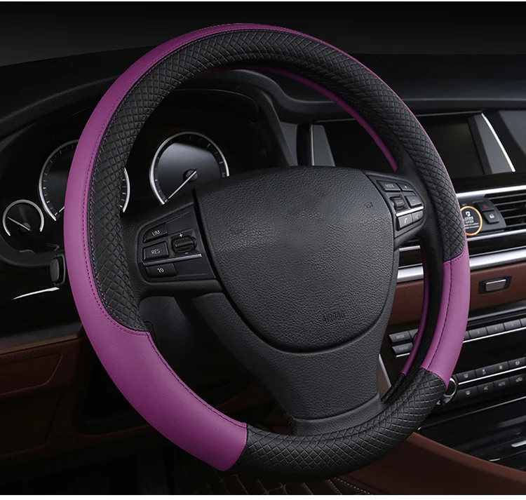 Car Steering Wheel Sport Splicing Diamond PU Leather Hand Wheel Cover Universal Steering Wheel Cover Interior Accessories