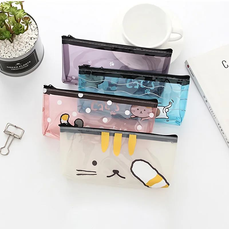 Transparent PVC Pencil Box for Kids Custom Clear Cute Plastic School Pencil Case