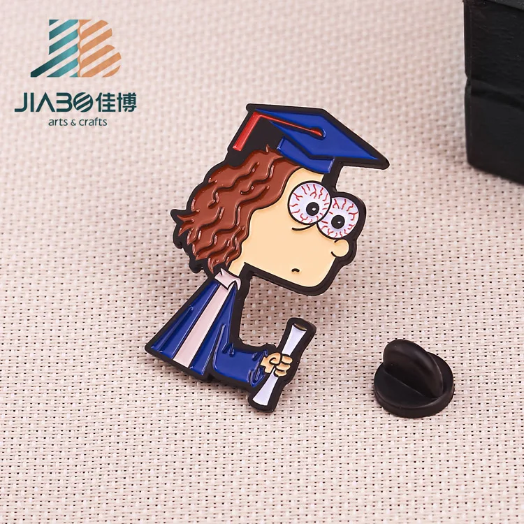 Мягкий эмалированный металлический мультяшный значок из цинкового сплава Jiabo на