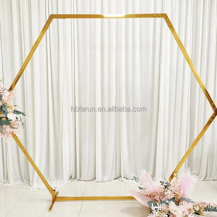 Golden Mirror Exquisite Octagon Wedding Backdrop Wedding Arch Stand ...