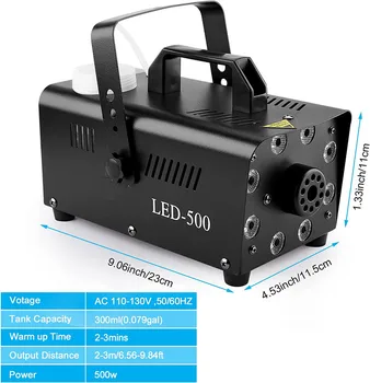 2022 New 500W Mini Fog Machine with 8 pcs RGB 3in1 LEDs Smoking machine