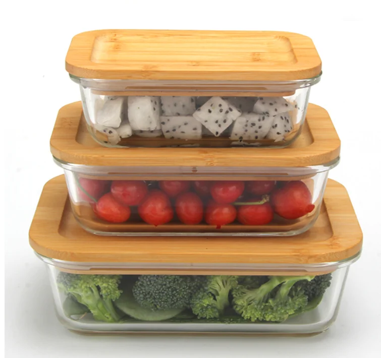 Minimalist Kitchen Food Storage Container Set 10 Piece Transparent Glass Organizers with Lids Safe Accessory
