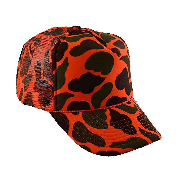 Soft Mesh Panel Baseball Cap Camouflage Trucker Hats Orange