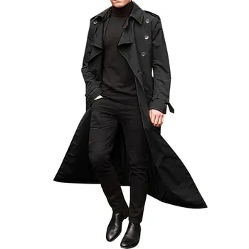 2022 Mens Clothing Long Trenchcoat Fashion Casual Jacket Men's Trench Coat Men