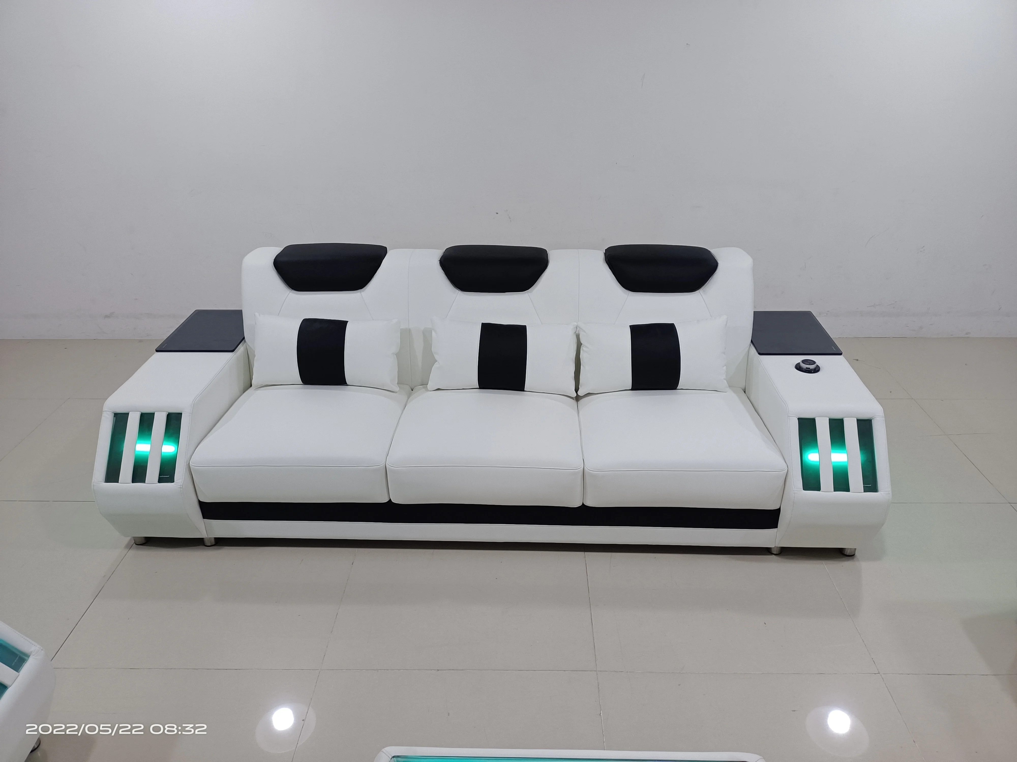 LED Light Smart Sofa Modern Living Room Luxury Furniture Multifunctional Electric Leather Sofa