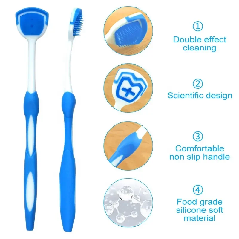 High Quality Plastic Soft Rubber Adult Universal Tongue Coating Brush Cleaner Personal Care Reducing Bad Breath supplier