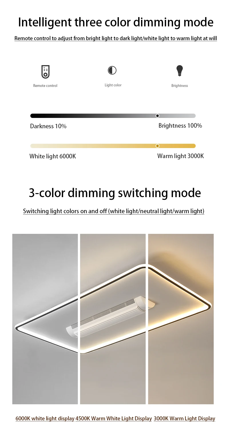 hot selling in LED Ceiling Fans Three Color Strong Wind, Anti Flicker, No Blades, Living Room, Bedroom, Dining Room, Remote Control, Silent Fan Light 3