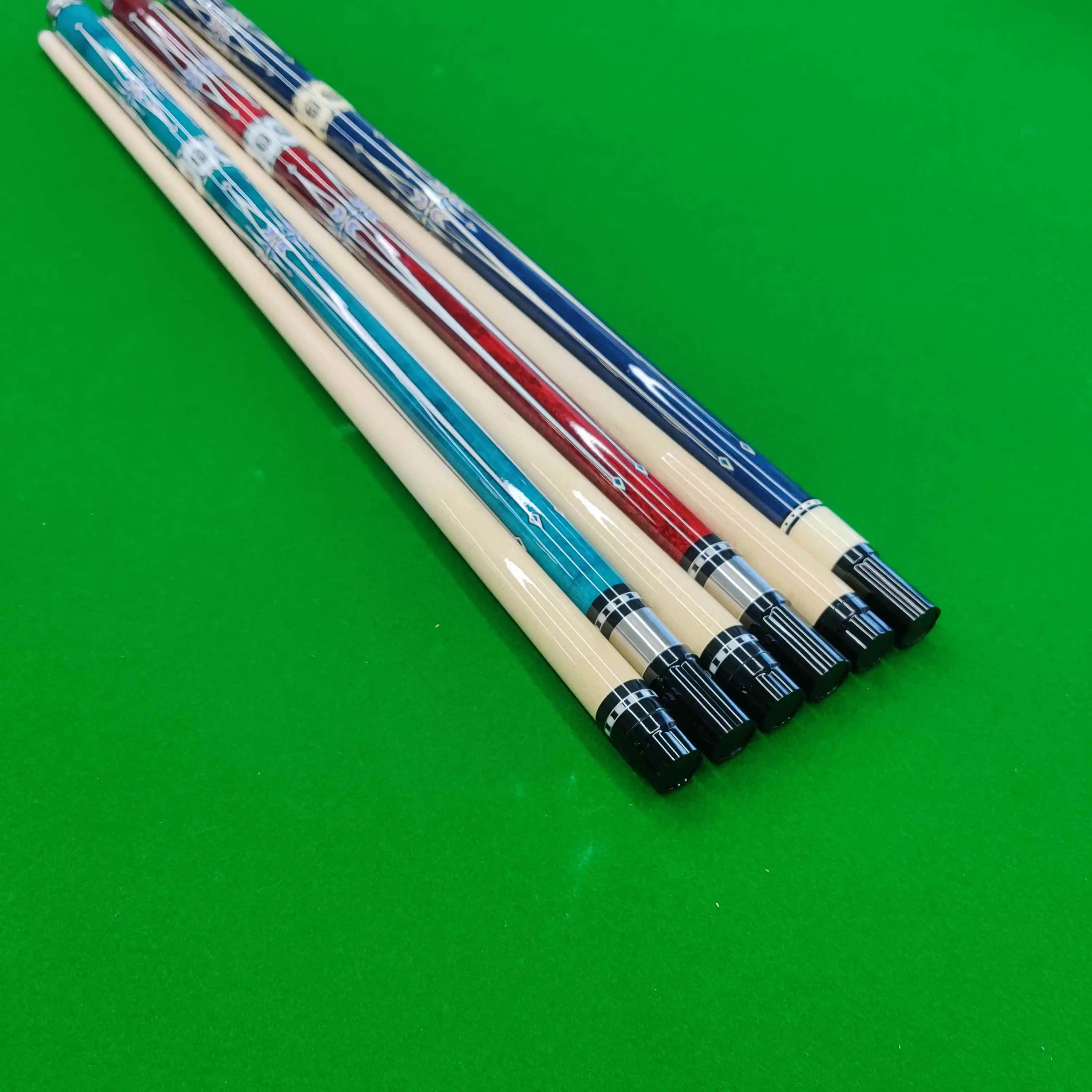 Premium Maple Wood Colorful Diamonds Pool Cue 1/2 Split Cue Stainless