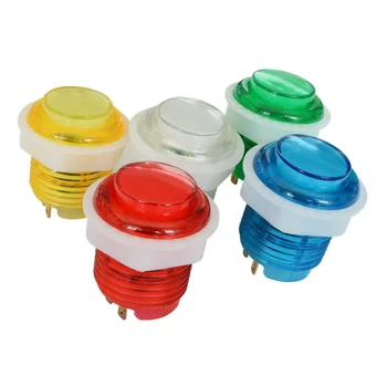 Diy Gaming Parts 24mm Red Yellow Blue Green White Round Momentary 5v Led Illuminated Plastic Game Push Button Arcade