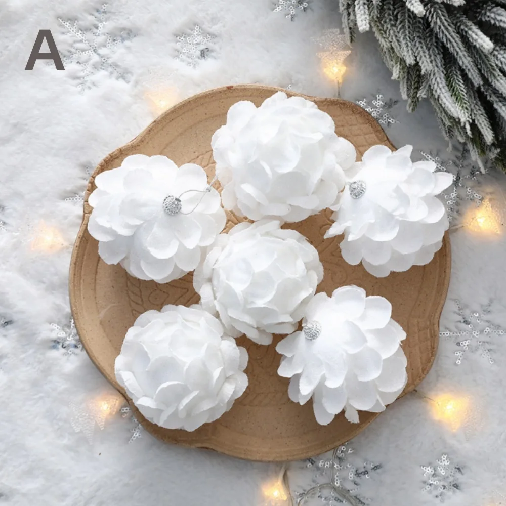 Großhandel Weihnachtsbaum-Dekoration Ornamente Blütenblatt Glitzer Schaumkugel dekorative Ornamente für Feiertags-Weihnachts-Hänge-Deko