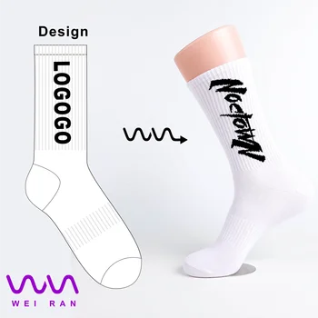 custom socks No Minimum Order Design Own Fashion Embroidery Jacquard Custom Logo Cotton Mens Crew Socks
