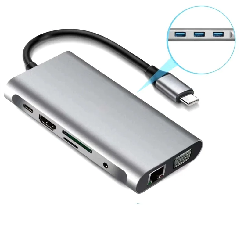 Chinese factory supplier supply  Multifunction 11-in-1 Usb C Hub - 4 X Usb 3.0 A - Usb Splitter - Pd Vga 4k Hd Hdtv 3.5mm Audio Headphone Jack 11 In 1 Type C Hub - Buy 11 In 1 Usb-c Hub 11-in-1 Fast Usb Type C Hub For Dual 4k Docking Usb Type C Hub 11 In 1 Usb type C Hub 11 In 1 Usb C Hub Usb-c Laptop Docking Station 11 In 1 Usb Type C Hub Usb3.0 usb C Hub 11 In 1 Type C Hub 11 In 1 Docking Station Type C Hub Vga Hdmi