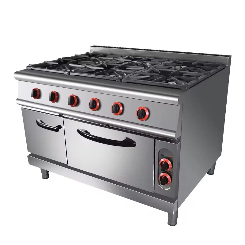 Commercial 6 Burners Gas Cooking Range Portable Gas Cooker With Oven Gas Stove manufacture