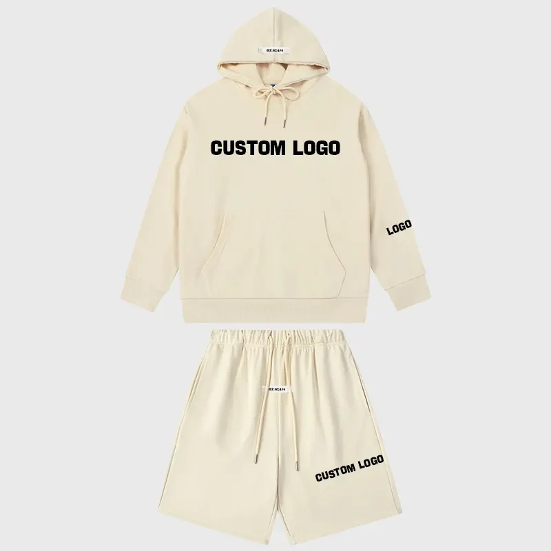 Wholesale Custom Pullover Hoodie And Shorts Set Unisex High Quality 100