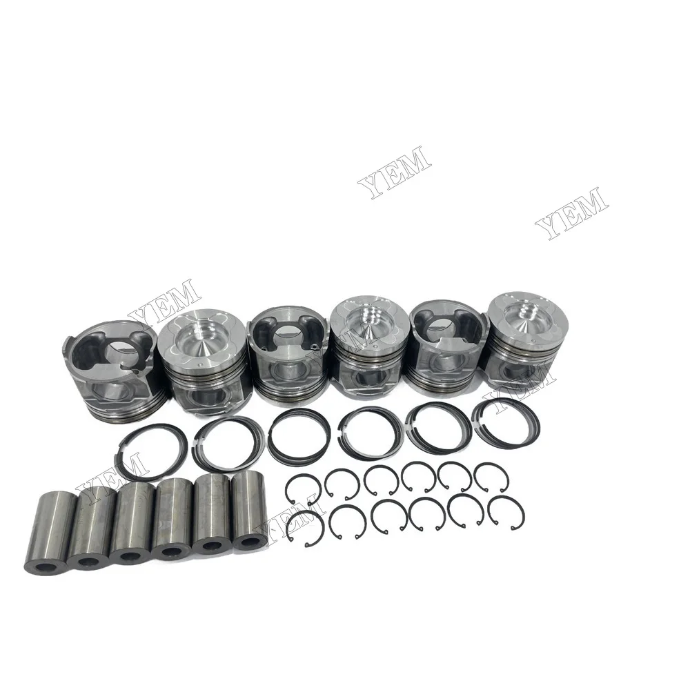 Pistons Set and Piston Rings Compatible for Isuzu 6WG1 Genuine Engine Parts 6