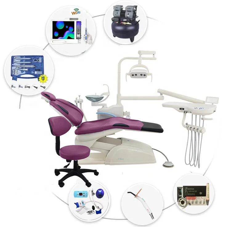 C32 Dental Chair Manufacturer Low Price Dental Treatment Chair Dental Hospital Clinic Equipment With Air Compressor Handpiece