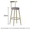 tabouret de bar hauteur d'assise 75 cm-coussin en tissu gris