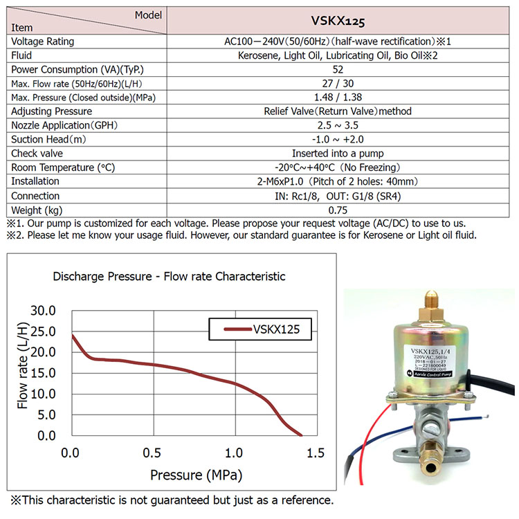 Oil Burner Electromagnetic Pump VSC63A5 for Diesel Stove