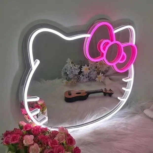 GKO Custom Hello Kitty Neon Sign Anime Cat Led Neon Lights for Girl's Room Game Room Kids Birthday Xmas Easter Gift