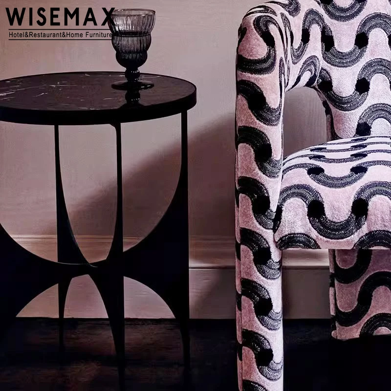 WISEMAX FURNITURE New Design Space Saving Small Marble Side Table Home Furniture Round Top Metal Side Tea Table for Living Room