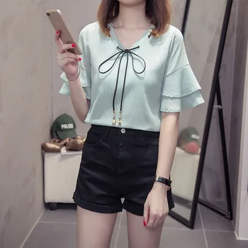 Buy Wholesale Autumn Korean Version V-Neck Solid Color Top