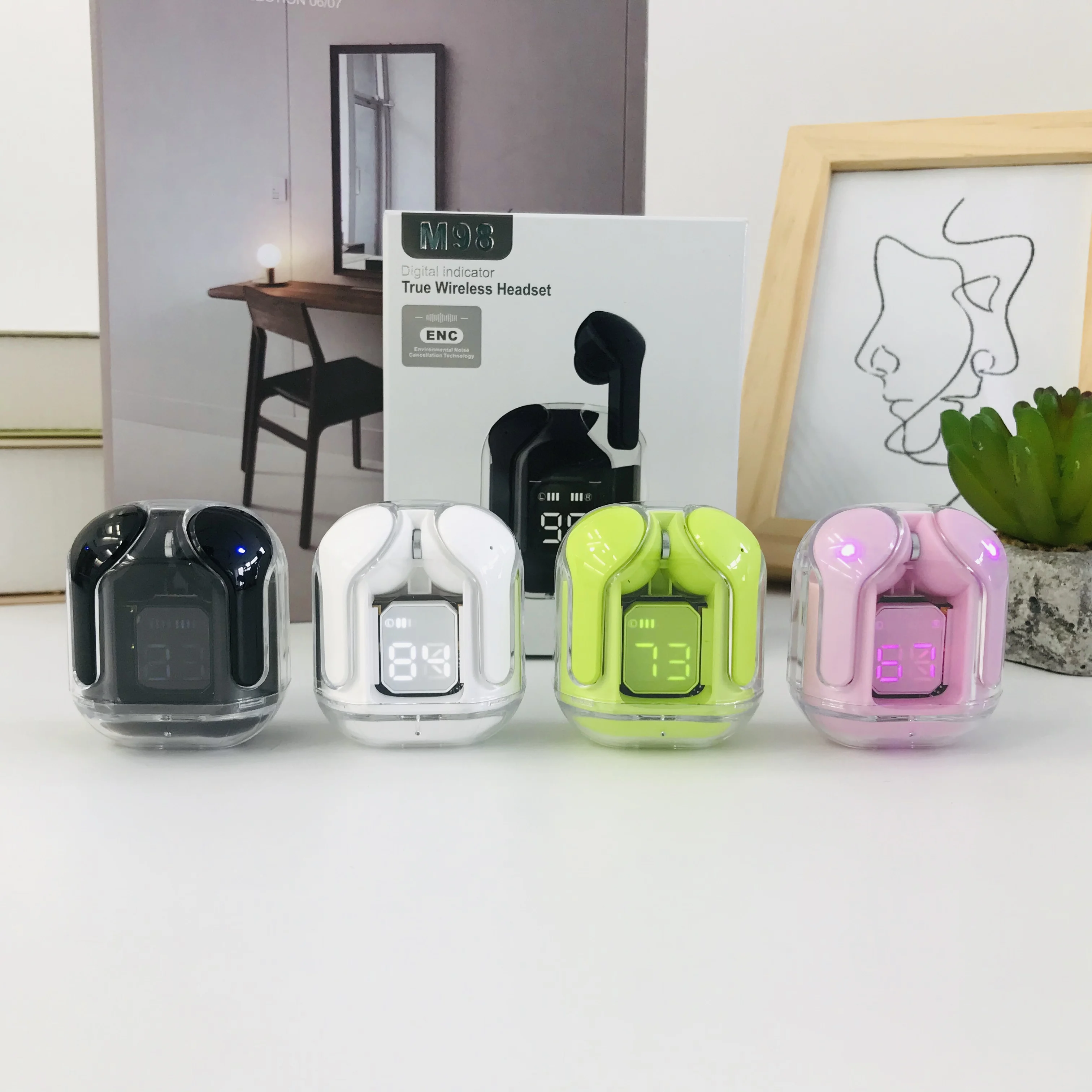 M98 TWS Smart Touch Control Earbuds Earphones Sports Design Wireless  Auriculares Headphone Audifonos Inalambricos bluetooth