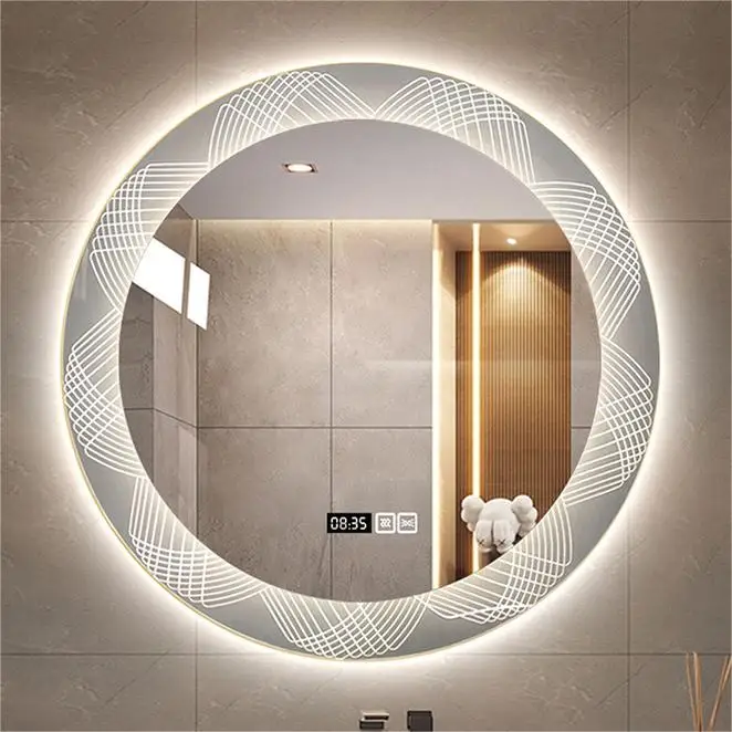 Modern bathroom Intelligent defogging round mirror wall mounted LED smart mirror customizable wholesale Intelligent mirror manufacture