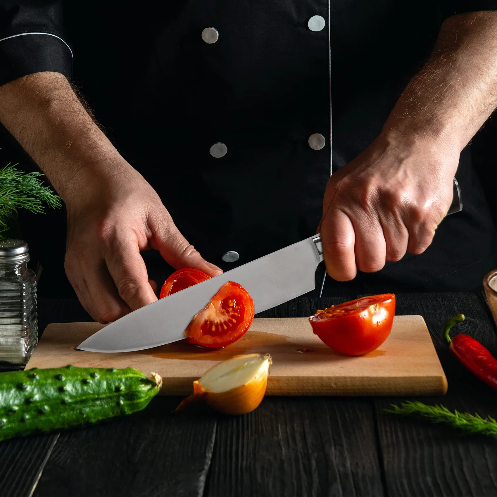 Custom Logo Professional 8 Inch Chef Knife Stainless Steel Meat Knife with Pakkawood Handle