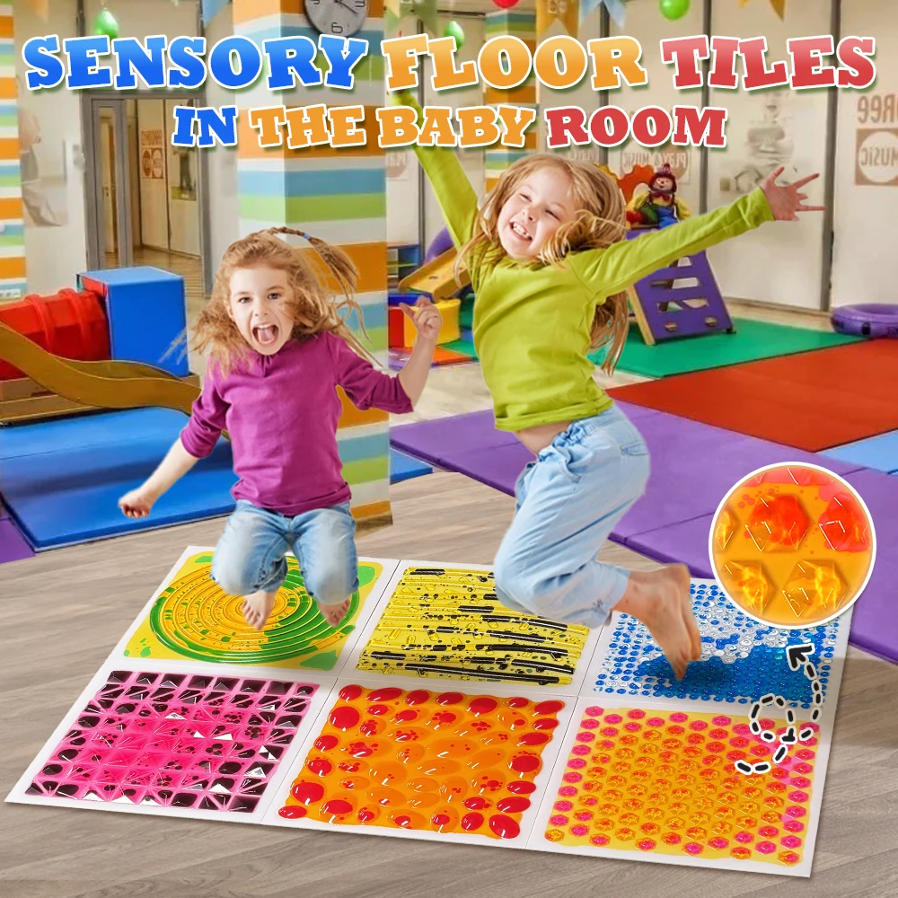 product autism sensory textured liquid floor tiles fidget educational toys massage floor puzzle gel mat sensory touch lava mat for kids-56