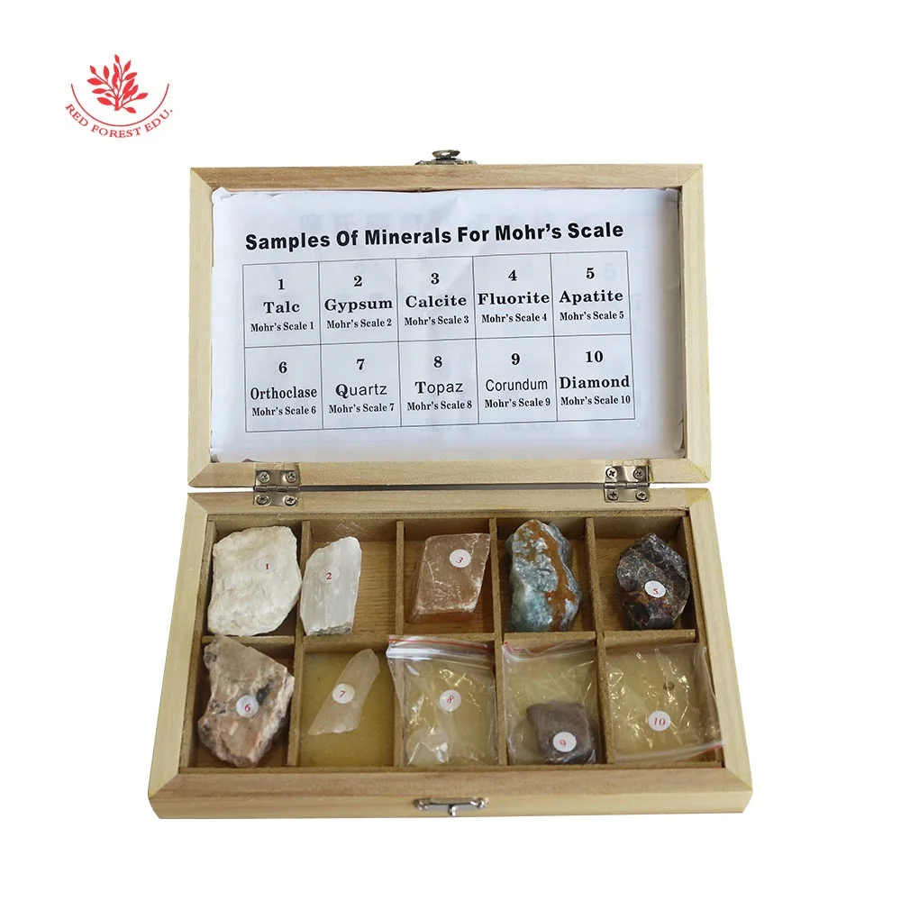 Geology Mineral Specimens Set Mohs Hardness Test Kit With 10 Minerals ...
