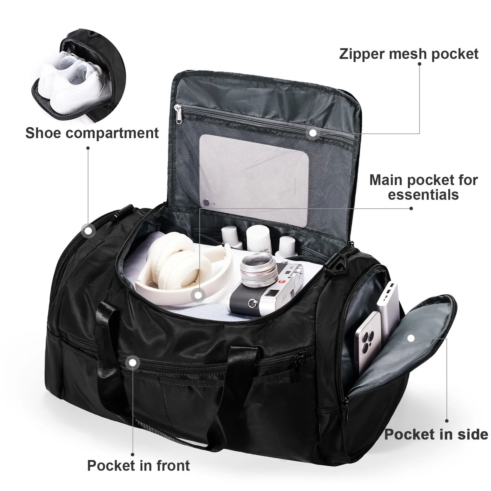 Large Capacity Duffel Gym Bag with Shoe Compartment - Luxury Style ...