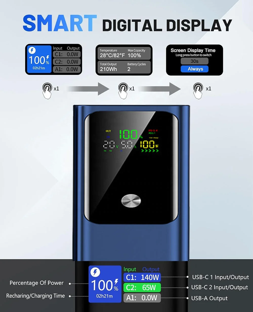 Fast Charging Mini Portable 20000 Mah USB C Power Banks Station Battery Pack Pd 65W Charger 20000mah Powerbank Laptop Power Bank
