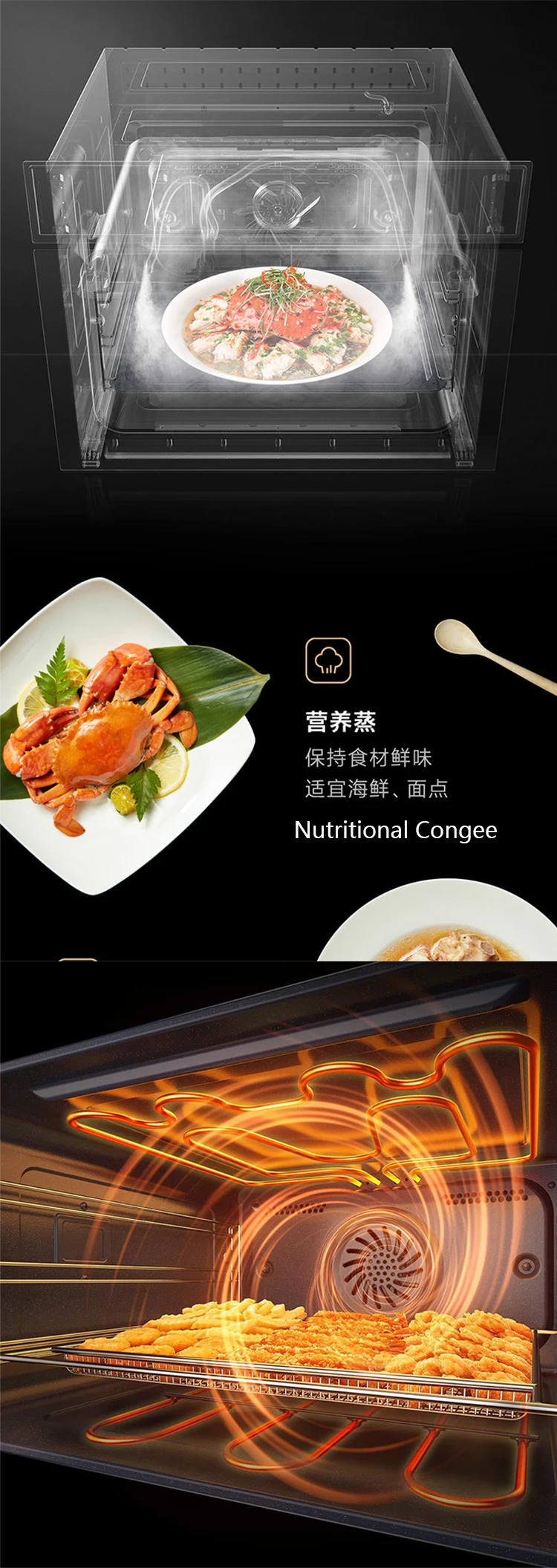 220v 50l Electric Steam Convection Oven With Grilling And Steaming