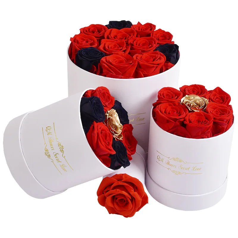 Rosa De Lujo Preservada Para Regalo De San Valentín,Caja De Regalo,Rosa  Eterna,Dorada,Negra,Redonda,Venta Al Por Mayor - Buy Y Rosas,Oro Negro Caja  Redonda Eterna Rosa,Regalo De Día De San Valentín Product on 