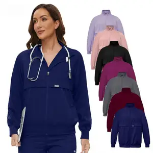 2026 Breathable Dobby Fabric Women's Hospital Medical Scrubs Uniform 72% Polyester 22% Rayon 6% Spandex Needle Detection Scrubs