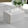 Rounded corner tissue box - white Roman column small size