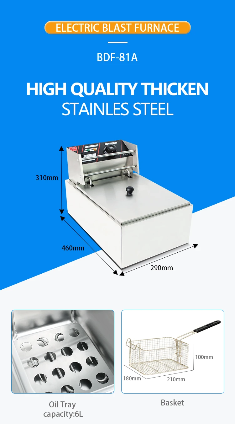 6l+6l Steel Counter Top Fryer With 1 Tank 1 Basket Commercial