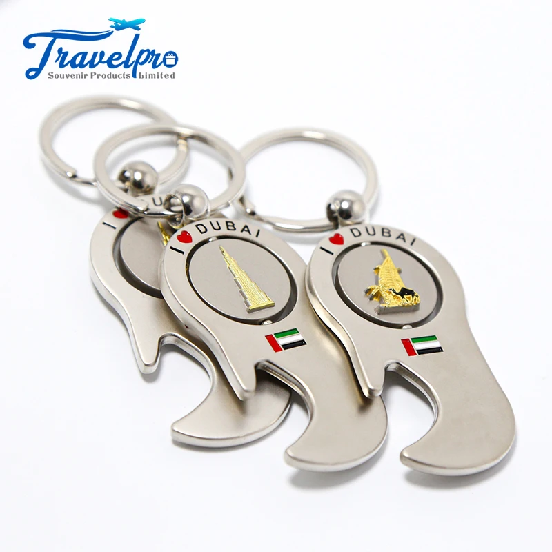 Factory Custom Spinning Keyring Bottle Opener Souvenirs Dubai Beverage Bottle Opener Key Ring