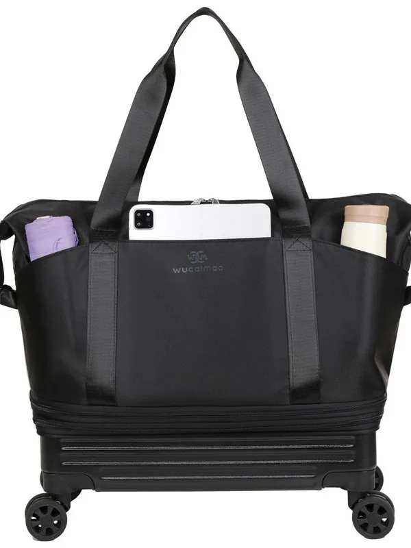 Large Capacity with Hard Base Travel Bag Pulley Long and Short Luggage Bag Portable Travel Luggage Bag