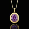 Ice Flower cut purple diamond pendant with chain