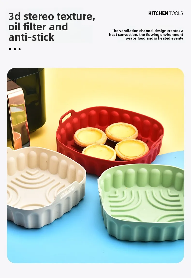 Household Square Thick Air Fryer Silicone Baking Tray Premium Quality Dish and Pan for Baking & Frying supplier