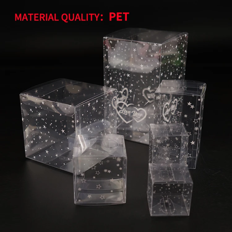 Clear RPET PP PET Rectangular Star Print Shape Gift Box With Lid Rejuvenating Set Acetate Box Packaging