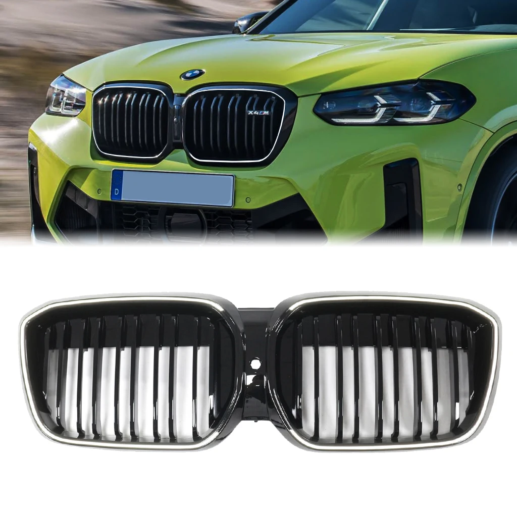Body Kit Double Slat Gloss Black Front LED Kidney Grill for BMW X3 G01 G08 X4 G02 LCI 2022-2024