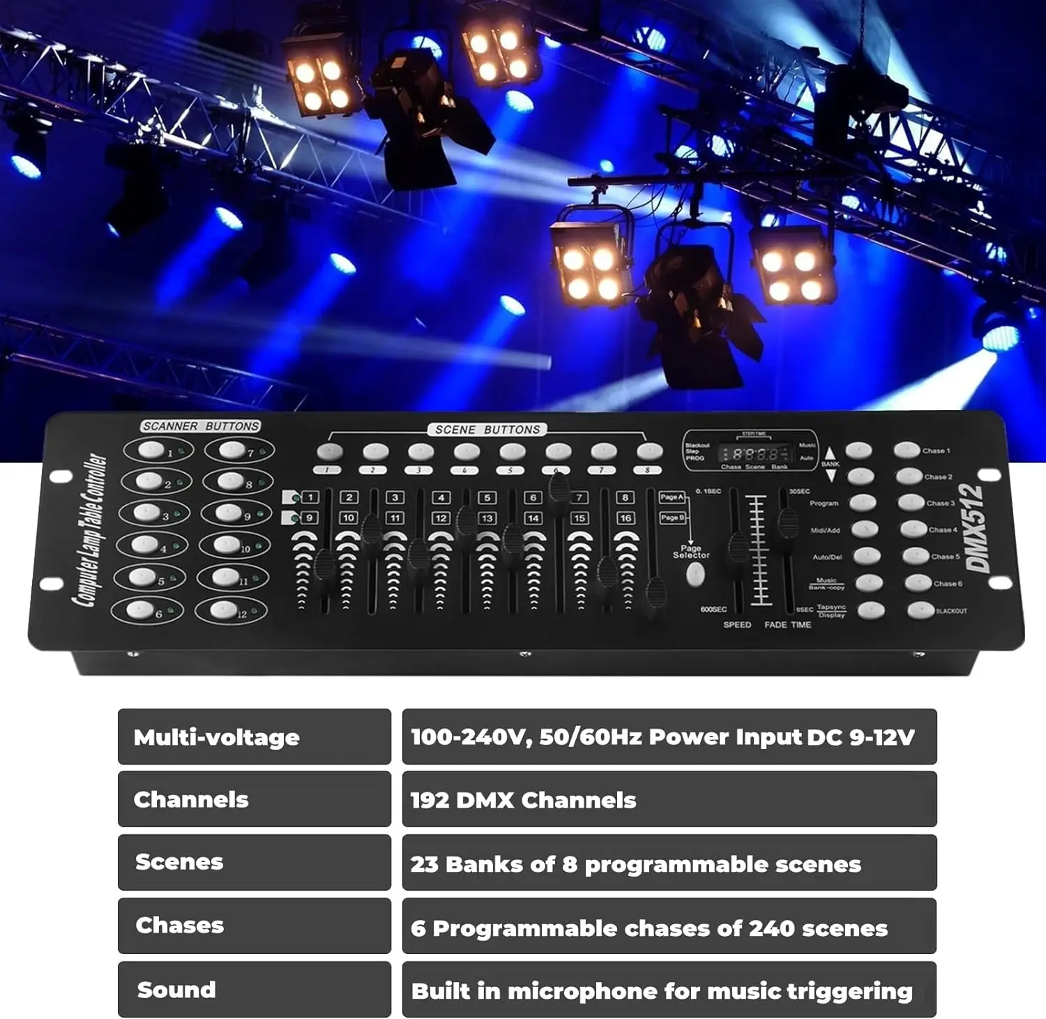 LIXADA DMX512 コンソール 192チャンネル JM-C08 調光 LIXADA DMX512 コンソール 192チャンネル JM-C08 調光 Lixada