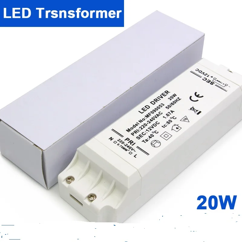 High Quality 20W LED Bulb Driver AC230 to DC24V Covert Constant Voltage for LED Strip and Panel Light 12V/24V Output