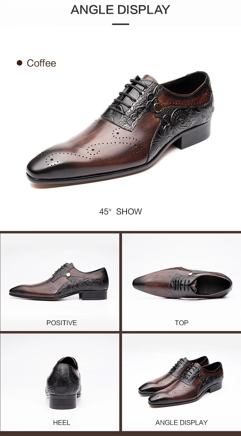Men Oxford Formal Wedding Shoes Style Fashion Genuine Leather Black ...